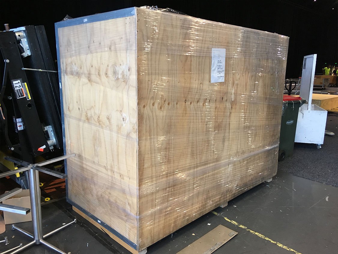 Vitalcare storage crate wrapped ready for transport