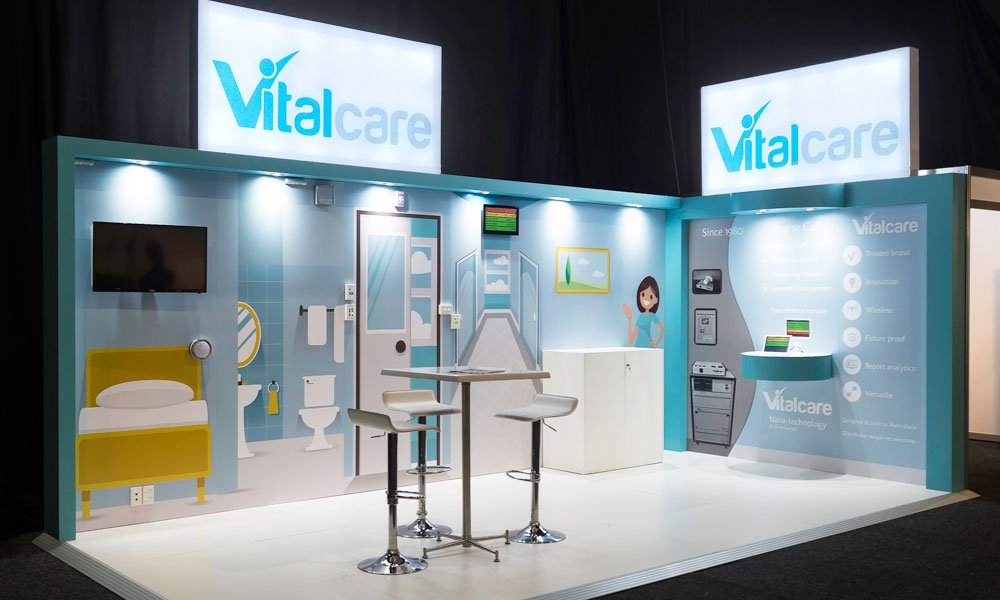 Vitalcare custom exhibition stand type reused in New Zealand