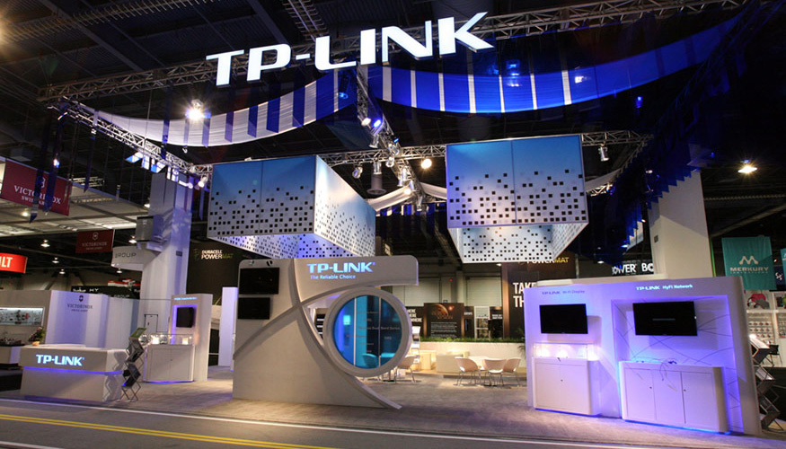 high end custom stand for TP-Link for trade show with custom elements