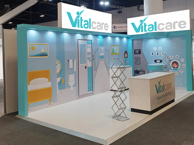Vitalcare custom expo booth rebuilt in Sydney