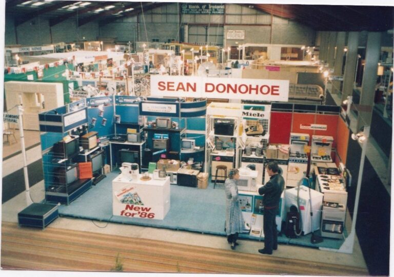 Vintage photo of a SEAN DONOHOE exhibition stand at a tradeshow in 1980